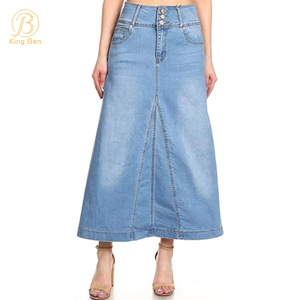 OEM ODM Летняя джинсовая юбка Оптовая Длинная свободная юбка Женская мода Повседневная джинсовая юбка для женщин Джинсовая фабрика