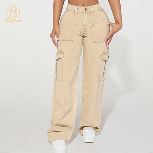 OEM ODM Новые модные женские брюки Брюки повседневные с логотипом Cargo Boyfriend Джинсовые широкие брюки Джинсы для женских брюк Женские