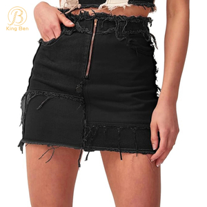 Добро пожаловать OEM ODM Джинсовые юбки Женская джинсовая юбка Сексуальная карандаш трапециевидной формы черного цвета Мини-короткая юбка Леди Летние брюки Джинсовая фабрика