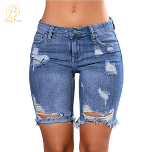 Добро пожаловать OEM ODM Летние женские горячие шорты с низкой талией Женские джинсовые шорты Рваные узкие джинсы для женщин