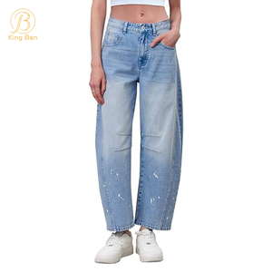 OEM ODM Женские джинсы для мам Женская повседневная уличная одежда для тренировок Гарем Джинсы-бойфренды со средней талией Женские джинсовые брюки Брюки