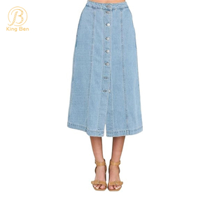 Добро пожаловать OEM ODM Высокое качество Винтаж Простая мода Свободная джинсовая юбка с высокой талией для женщин Производство