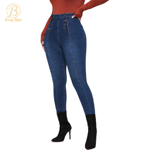 OEM ODM женская одежда, самые продаваемые брюки из эластичного хлопка, джинсовые брюки, женские джинсы со средней талией 