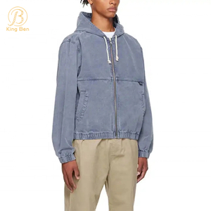 Мужская джинсовая куртка на молнии из 100% хлопка с индивидуальной конструкцией OEM высокого качества в винтажном стиле