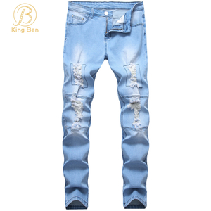OEM ODM Современный дизайн Модные новейшие джинсы Рваные джинсы Мужская джинсовая ткань