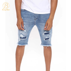 Добро пожаловать OEM ODM Мужские узкие джинсовые шорты для фитнеса, джинсовые шорты, оптовая цена, полубрюки для мужчин, мужские снимки на заказ
