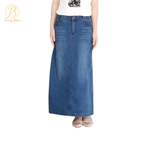OEM ODM Оптовая продажа на заказ хлопковые женские синие черные джинсовые длинные джинсовые юбки женские трапециевидные повседневные джинсовые юбки для женщин