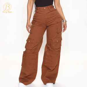 Добро пожаловать OEM ODM Многоцветные сложенные джинсы Женские модные джинсы с несколькими карманами Женские брюки-карго Новое поступление оптом Джинсовые джинсы для женщин